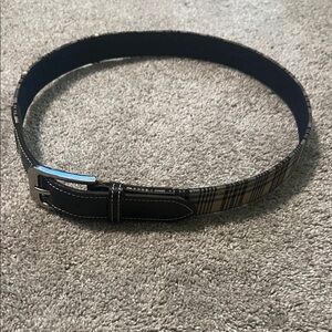 Vintage 1970s Sia Baker Plaid Belt by Liquorice Leather Trim M